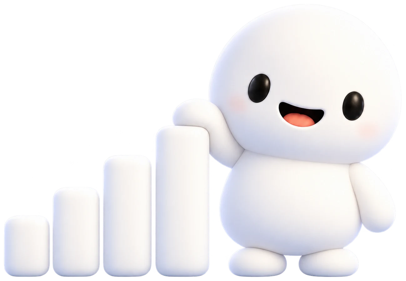 Floee leaning on a rising bar chart
